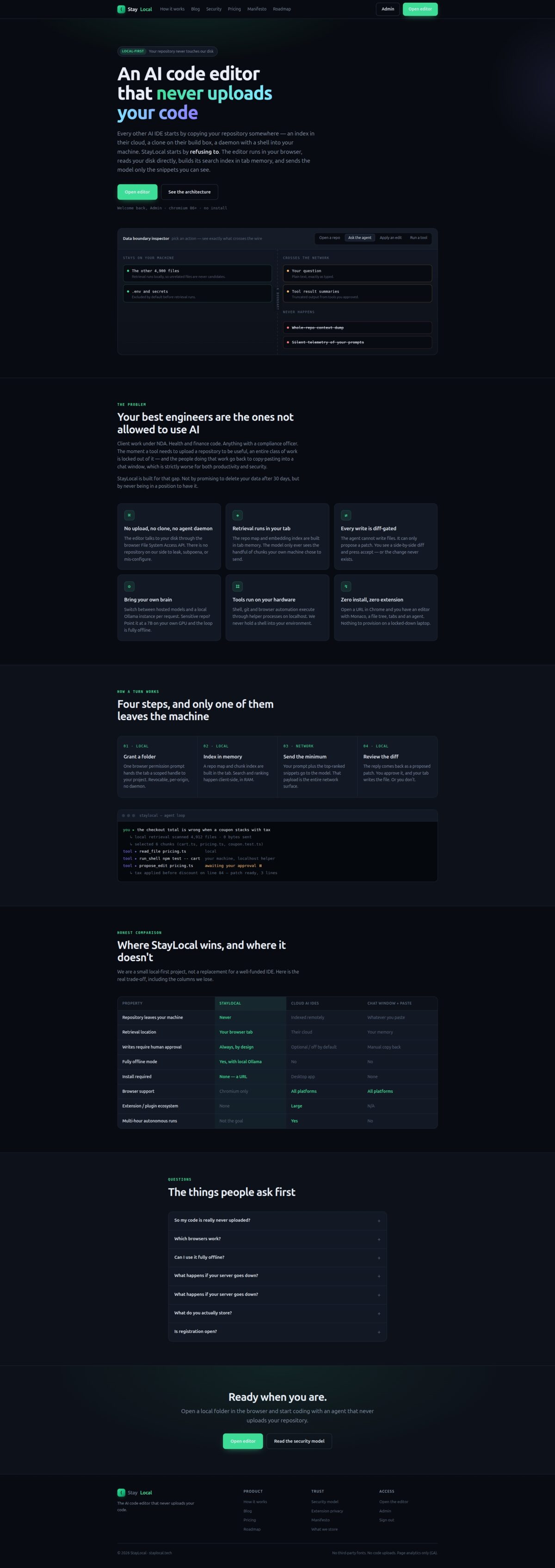 StayLocal homepage screenshot